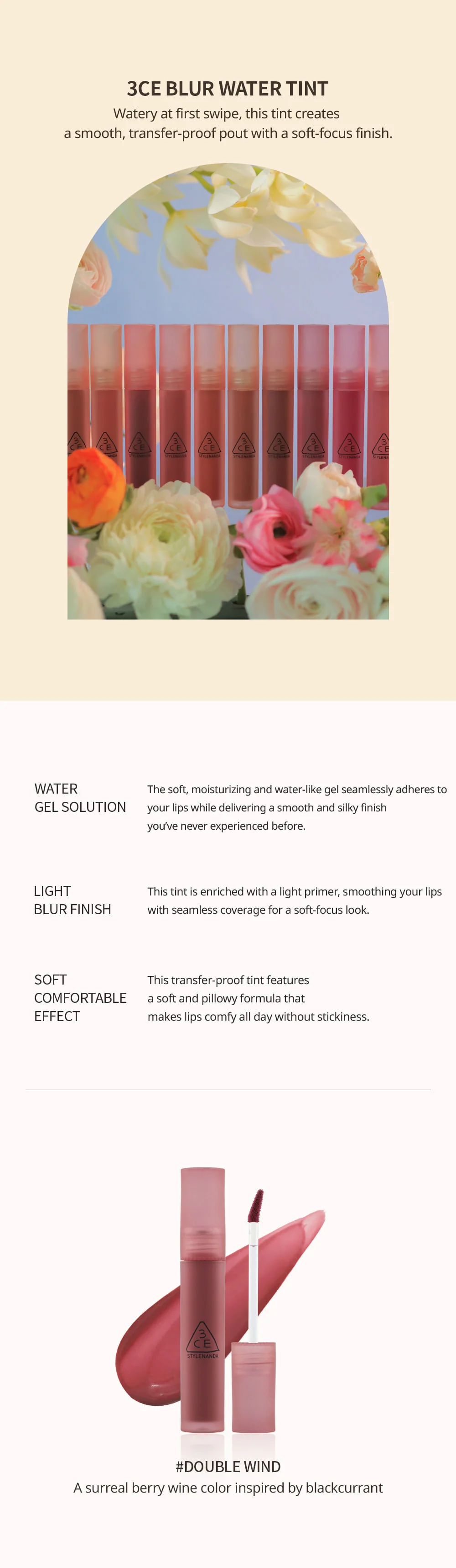 3CE Blur Water Lip Tint #Double Wind - Image 6