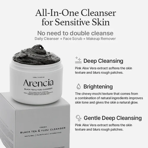 Arencia Black Tea Rice Mochi Cleanser 120g - Image 4