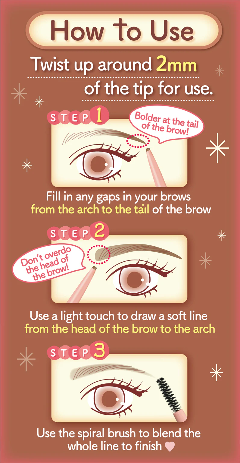 Canmake Perfect Airy Eyebrow 03 Cinnamon Brown - Image 3