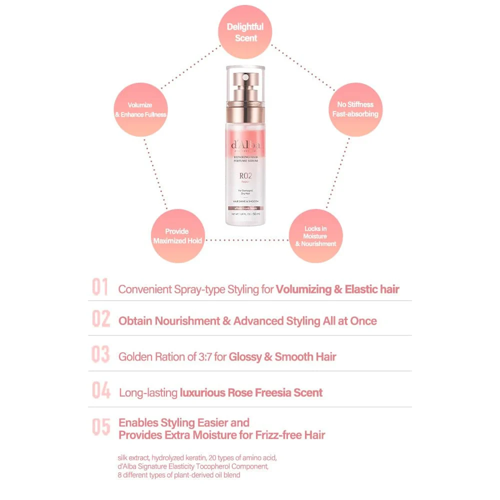 d'Alba Professional Repairing Hair Perfume Serum 50ml - Image 4