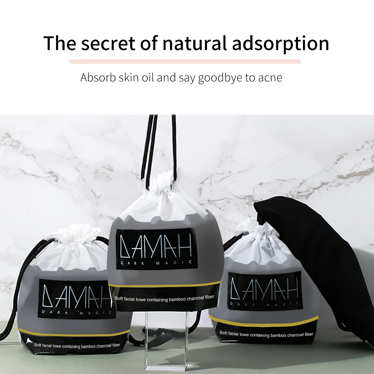 DAMAH Dark Magic Disposable Facial Towel Charcoal 170g 50Pcs - Image 2