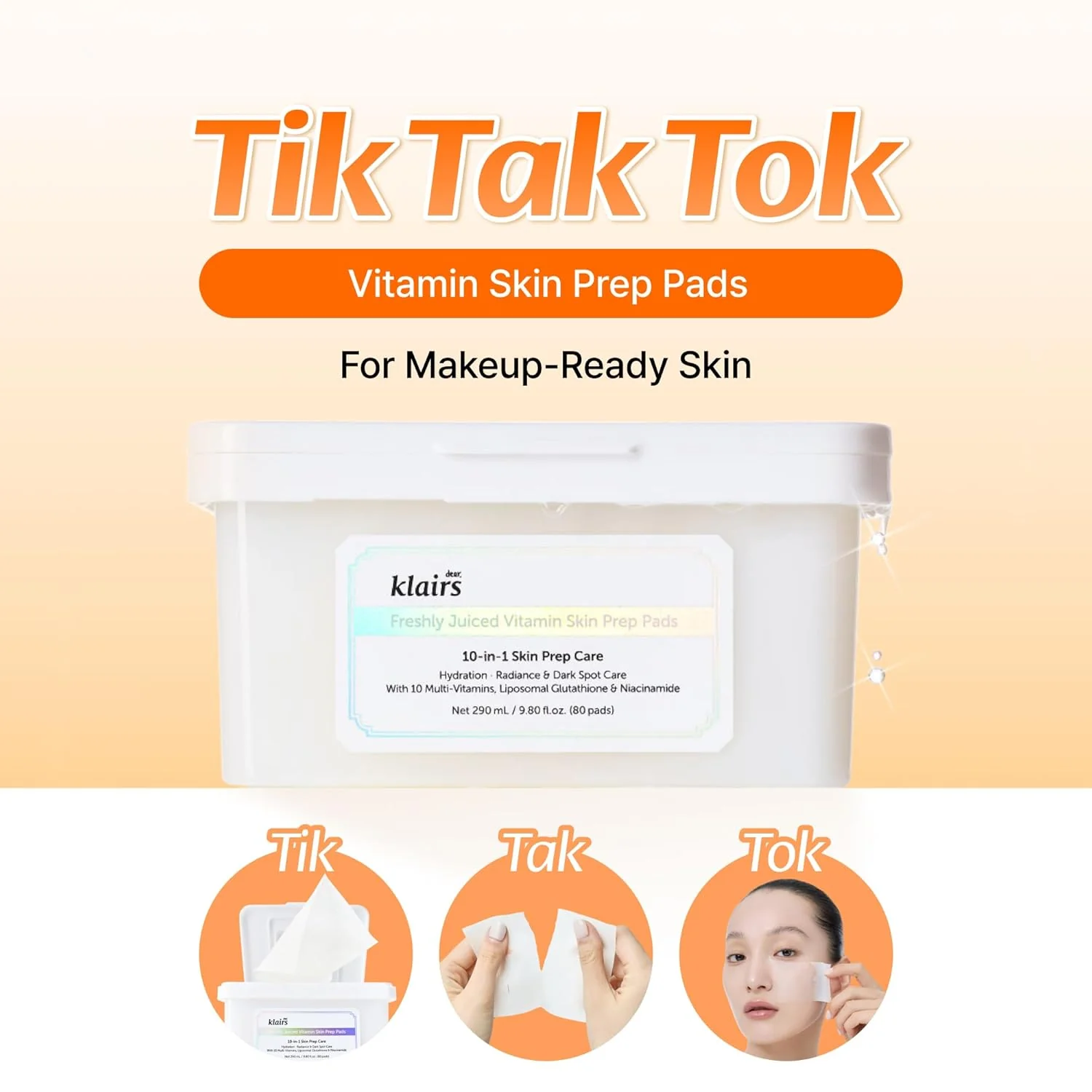 Dear Klairs Freshly Juiced Vitamin Skin Prep Pads 290ml 80Pads - Image 4