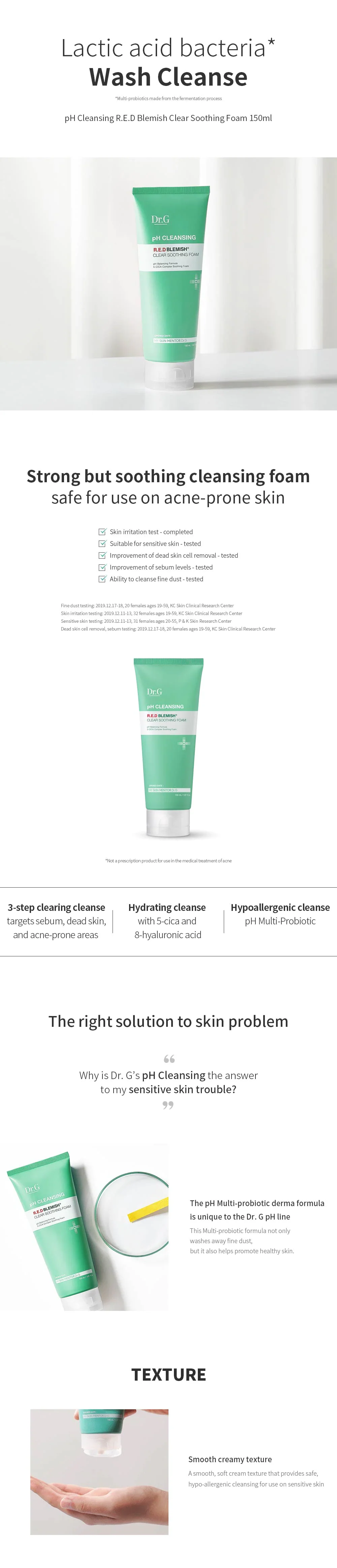 Dr.G R.E.D Blemish Clear Soothing Foam 150ml - Image 5