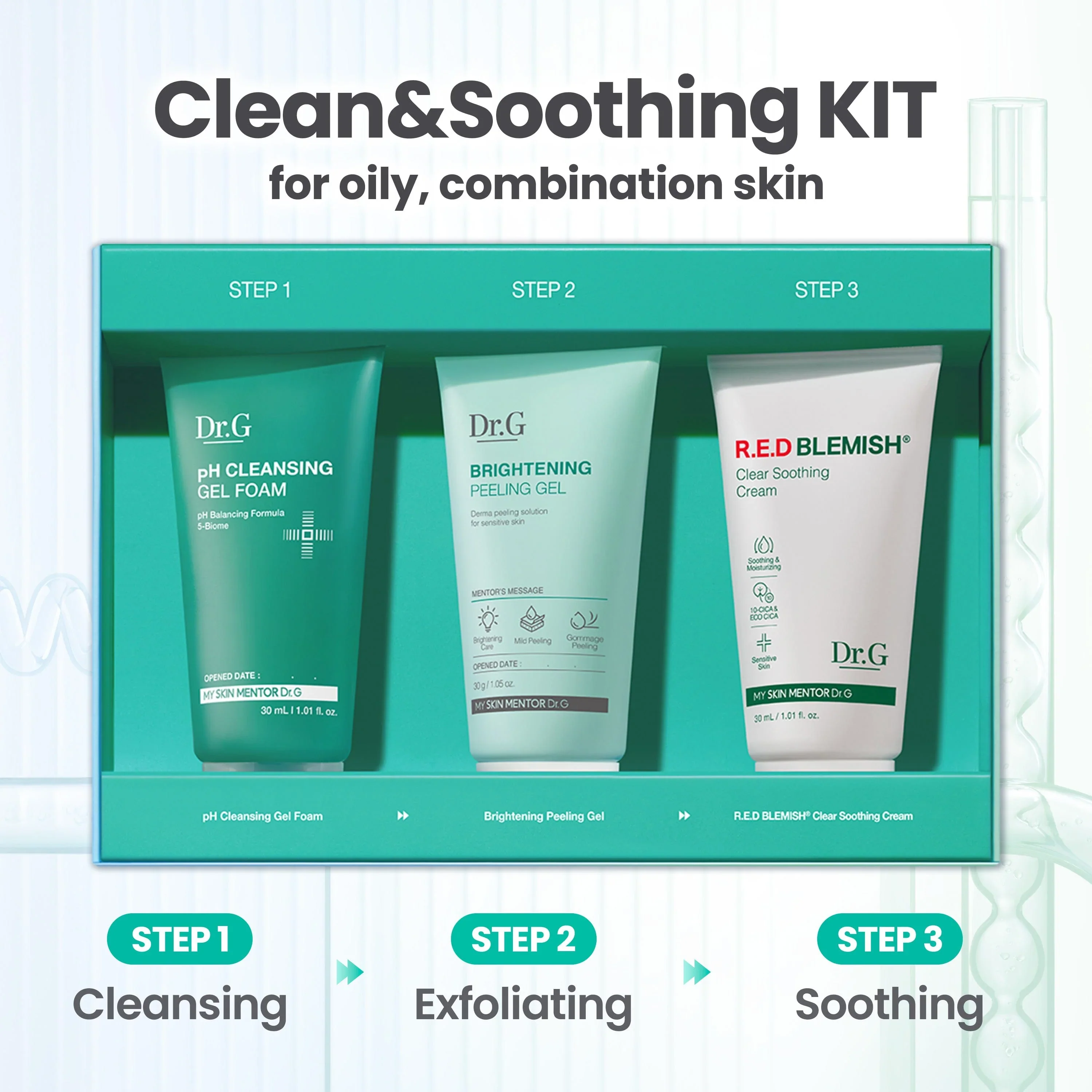 Dr.G R.E.D Blemish Clean And Soothing Trial Kit 30ml*3 - Image 2