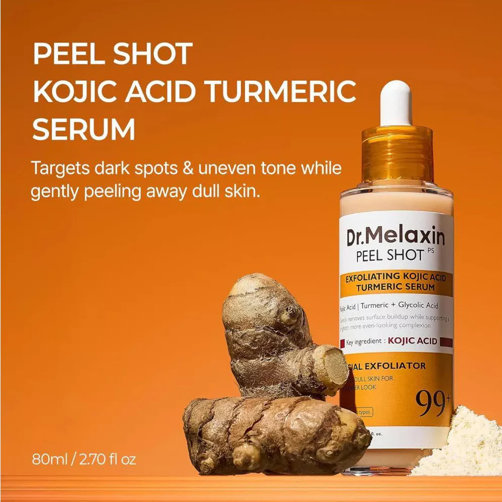 Dr.Melaxin Peel Shot Exfoliating Kojic Acid Turmeric Serum 80ml - Image 2