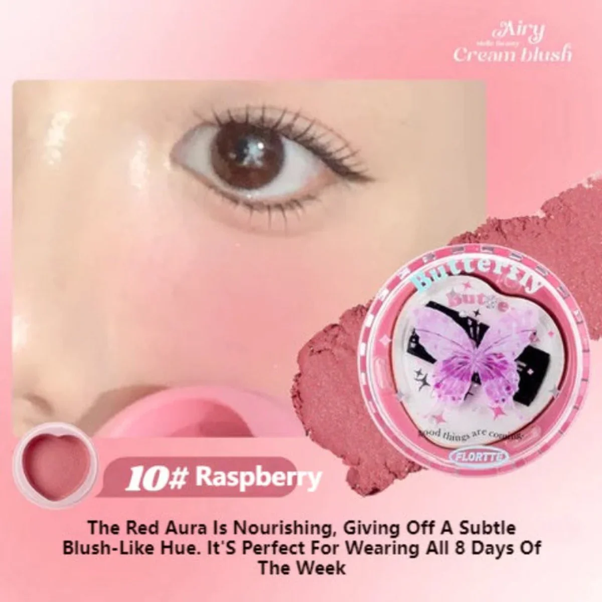 Flortte Butterfly Airy Meladerm Style Blush Cream 6g - Image 10