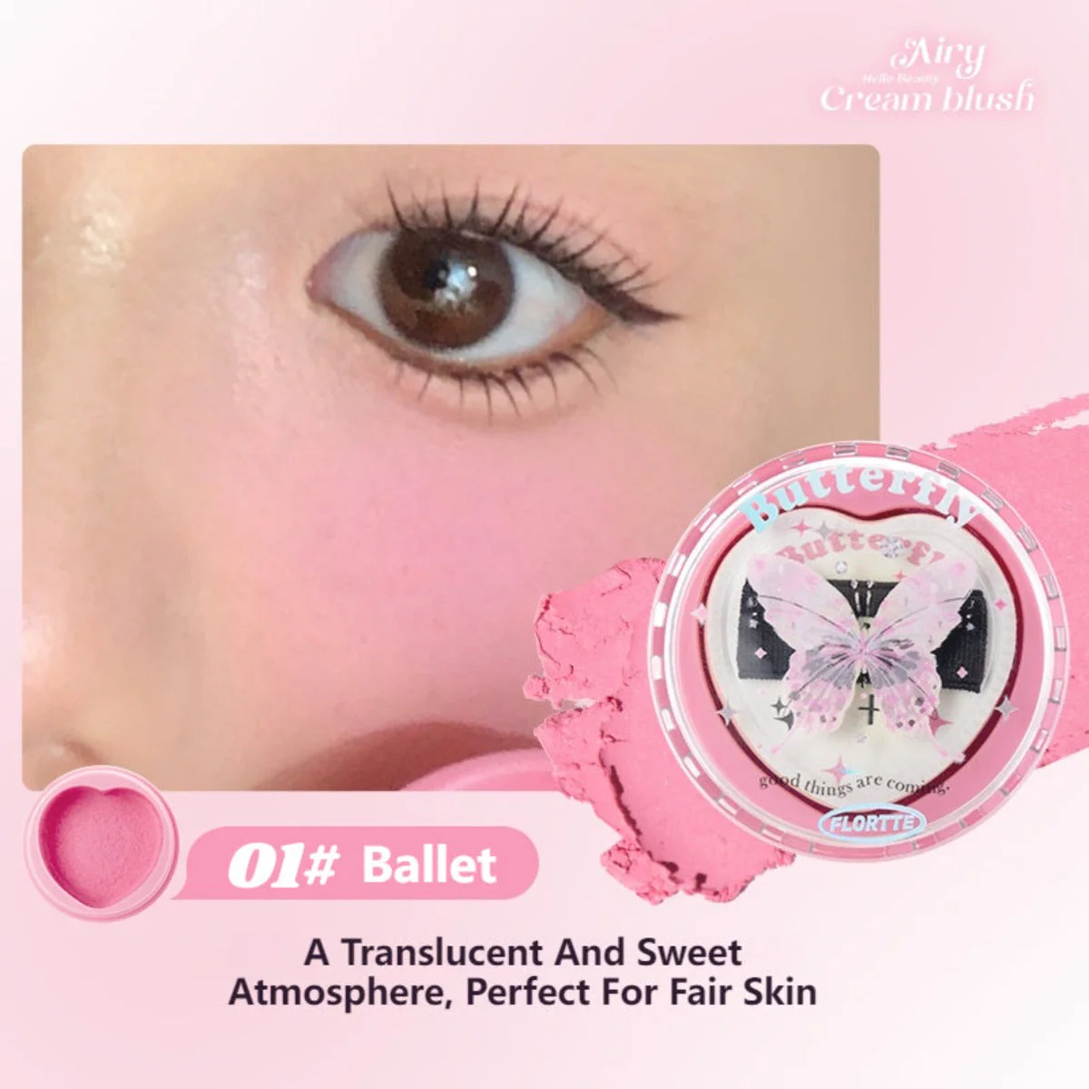 Flortte Butterfly Airy Meladerm Style Blush Cream 6g - Image 11