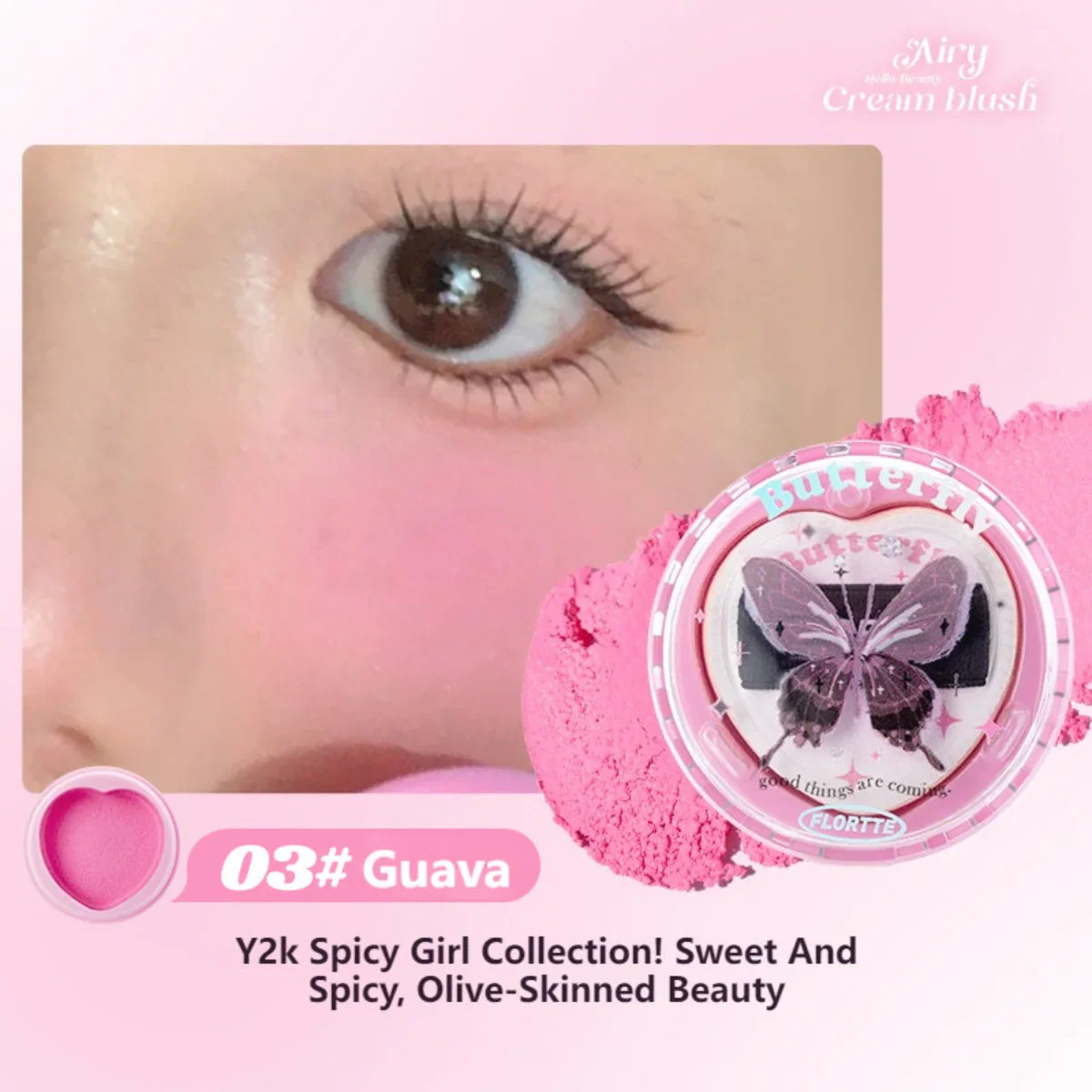 Flortte Butterfly Airy Meladerm Style Blush Cream 6g - Image 3