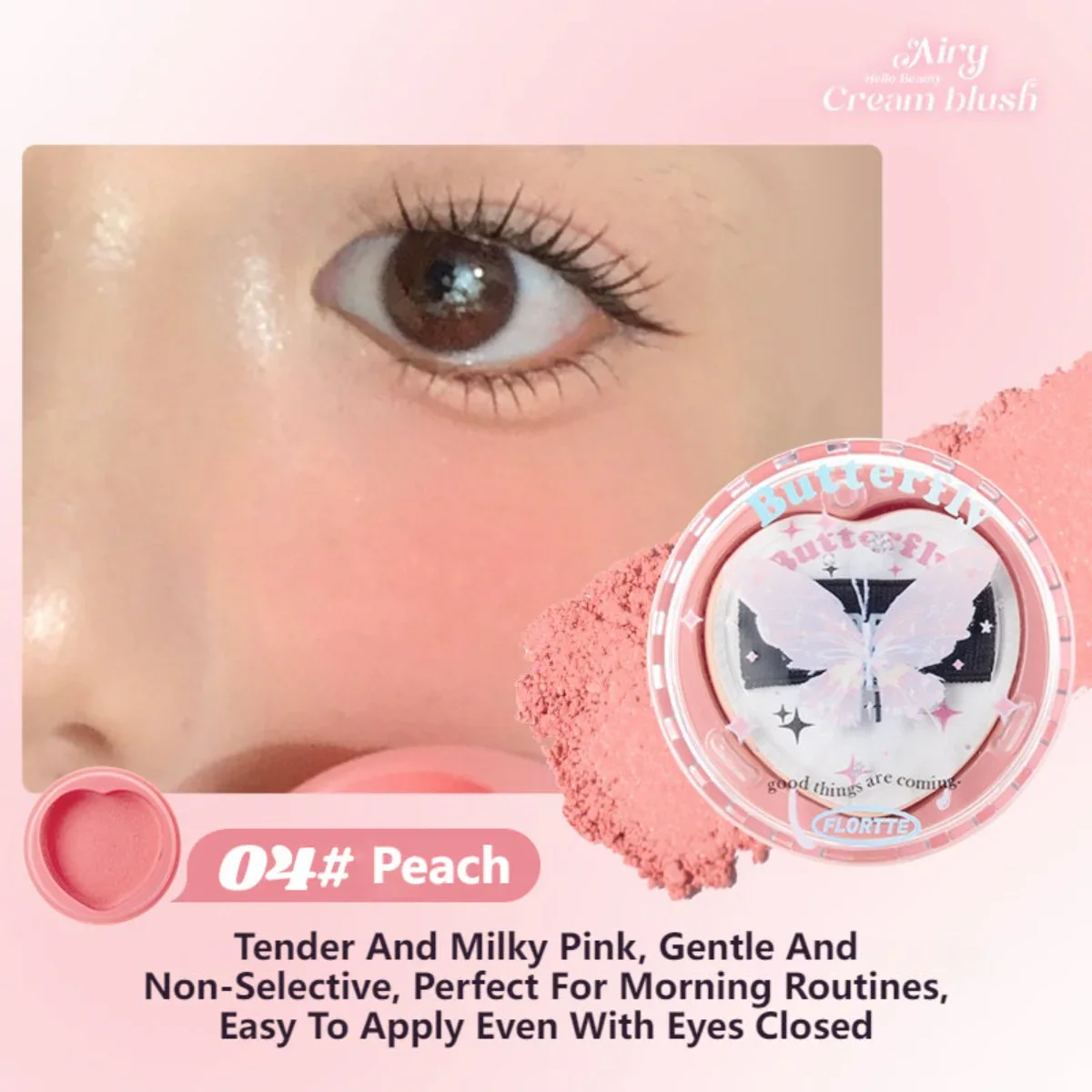Flortte Butterfly Airy Meladerm Style Blush Cream 6g - Image 4