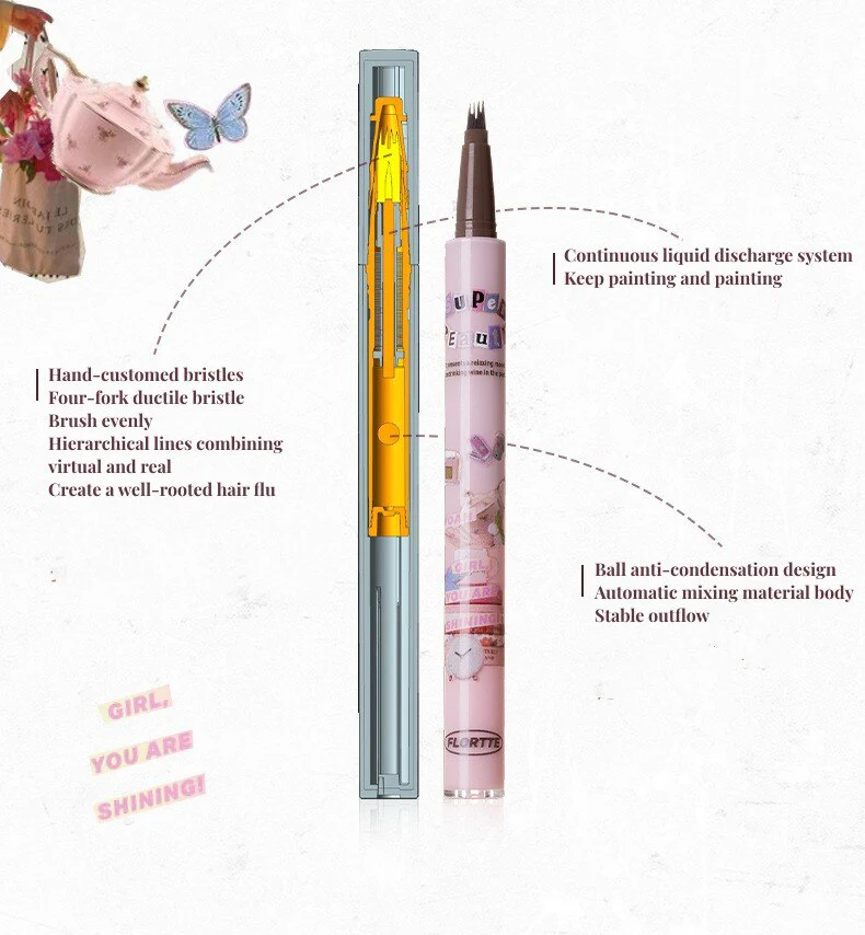 Flortte I Am Super Beauty Liquid Eyebrown Pen 0.5ml - Image 5