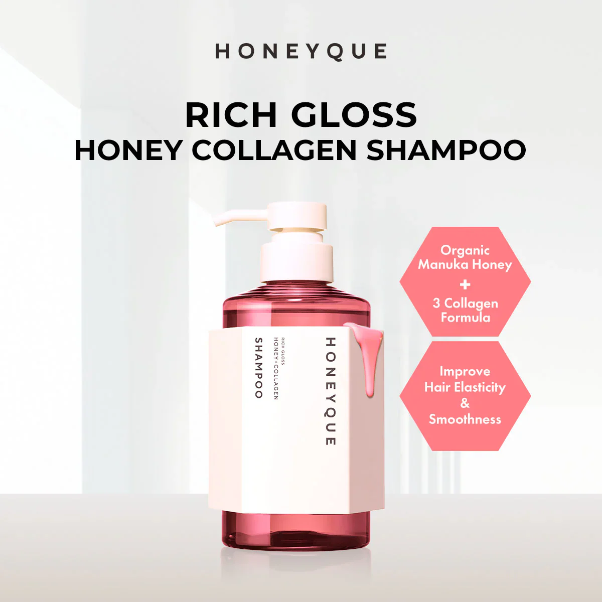 Honeyque Rich Gloss Honey + Collagen 450ml - Image 2