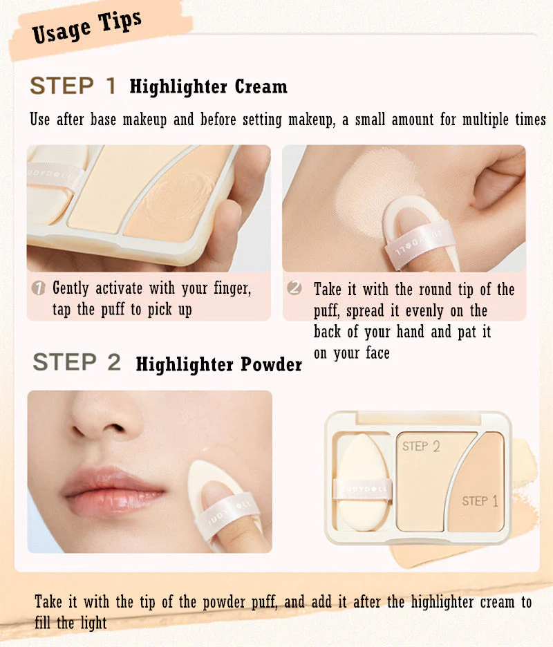 Judydoll Two-Shade Matte Highlighter Palette 8g - Image 7