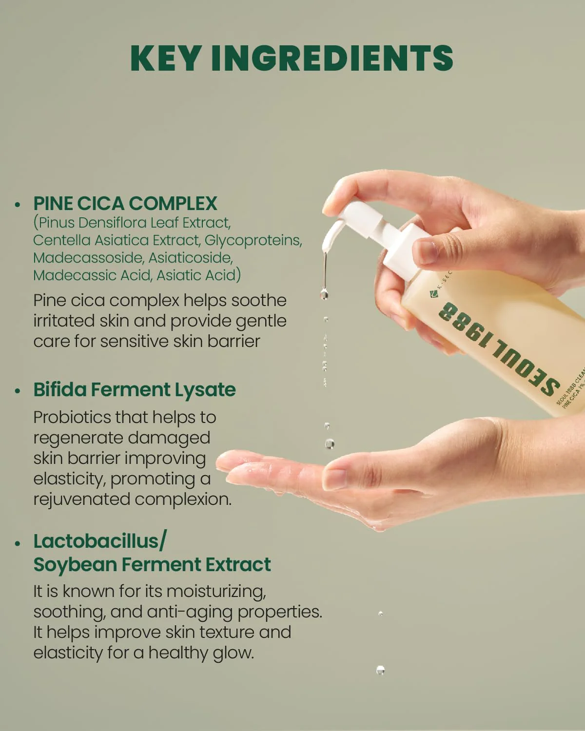 K-Secret Seoul 1988 Cleansing Oil : Pine Cica 1% + Probiotics 200ml - Image 4