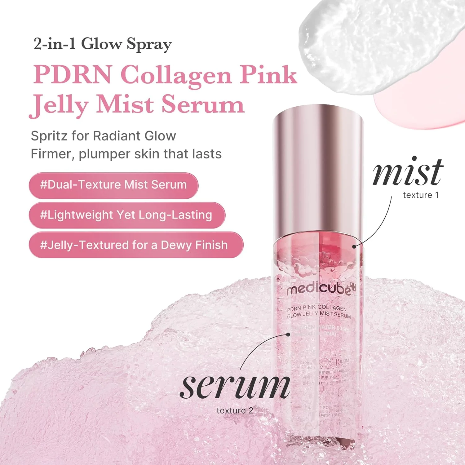 Medicube Pdrn Pink Collagen Glow Jelly Mist Serum 100ml - Image 5