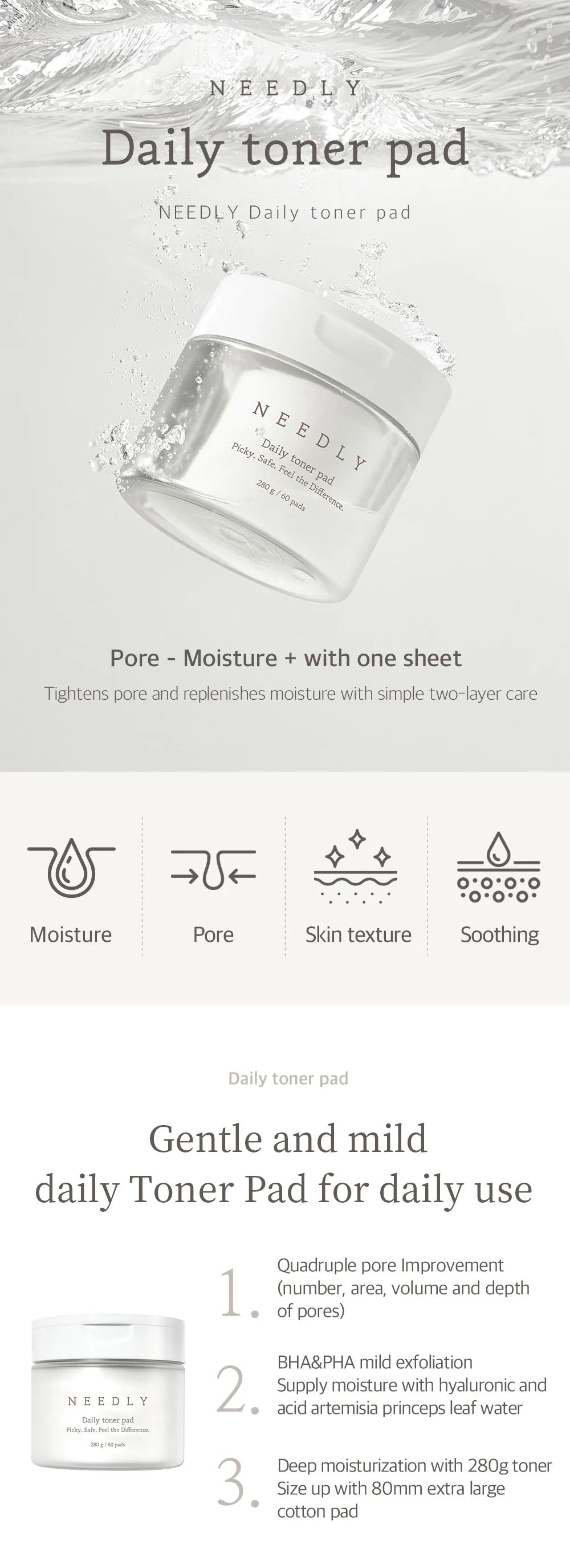 Needly Daily Toner Pad 80 Pads - Image 3