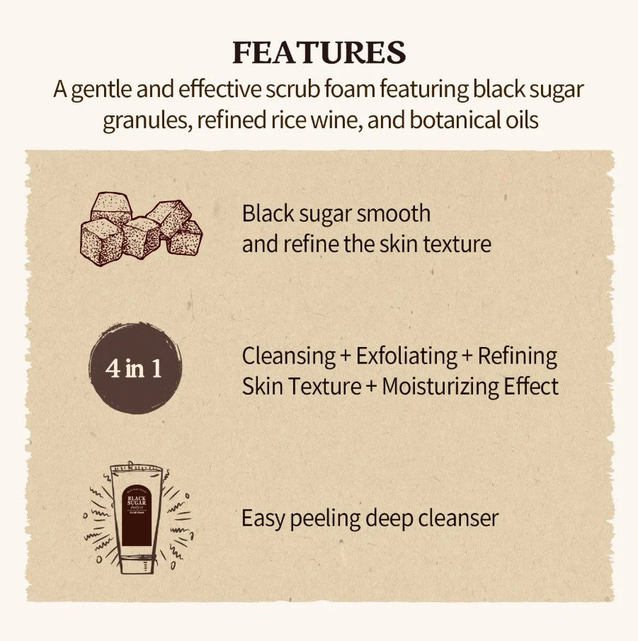 Skinfood Black Sugar Perfect Scrub Foam 180g - Image 2