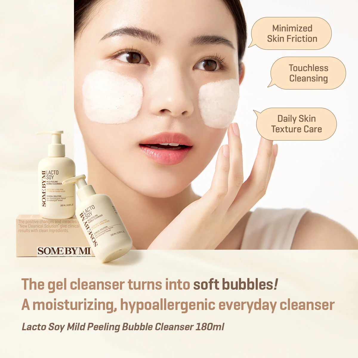 Some By Mi Lactosoy Mild Bubble Peeling Cleanser 180ml - Image 3