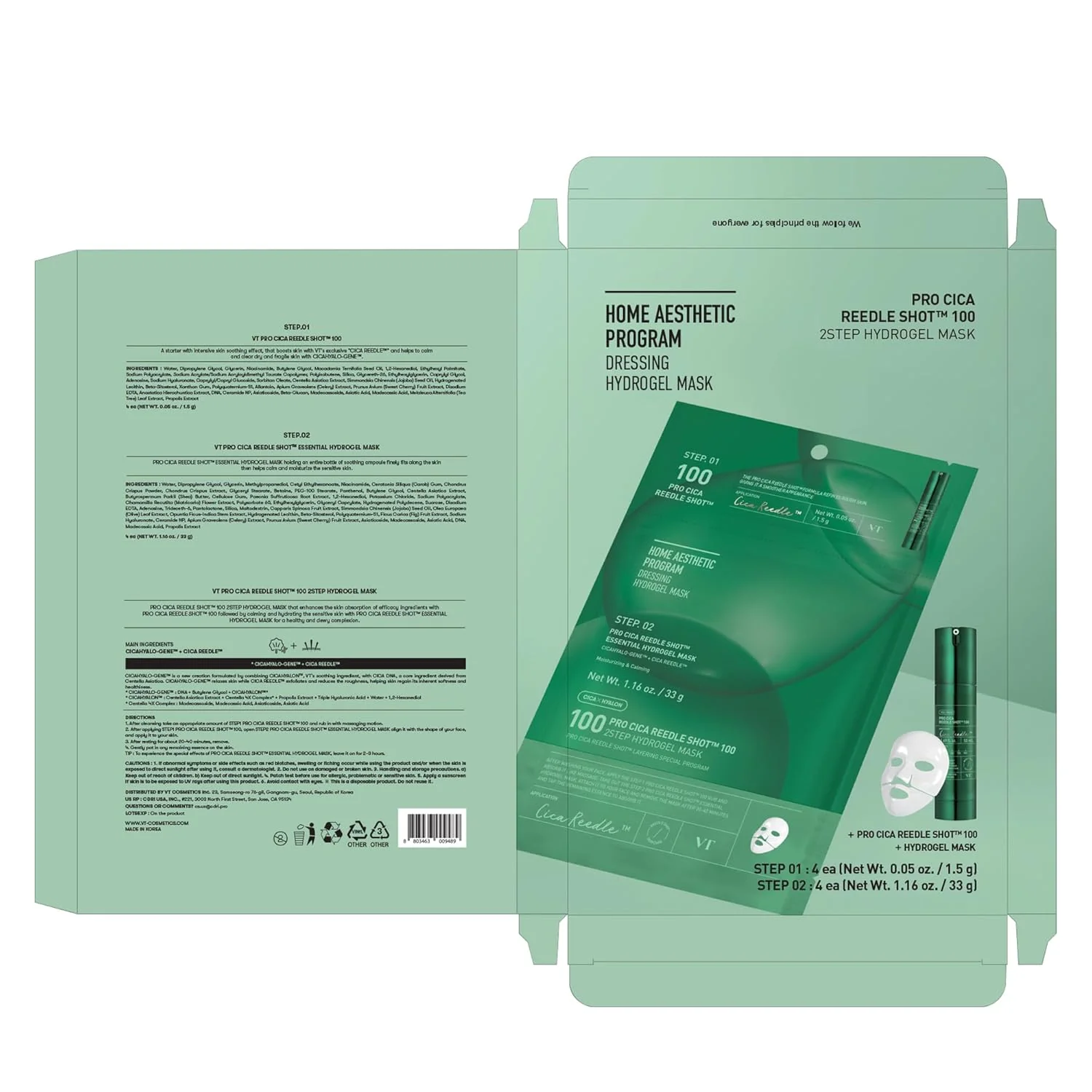 VT Cosmetics Pro Cica Reedle Shot 100 2-Step Hydrogel Mask 1pc - Image 2